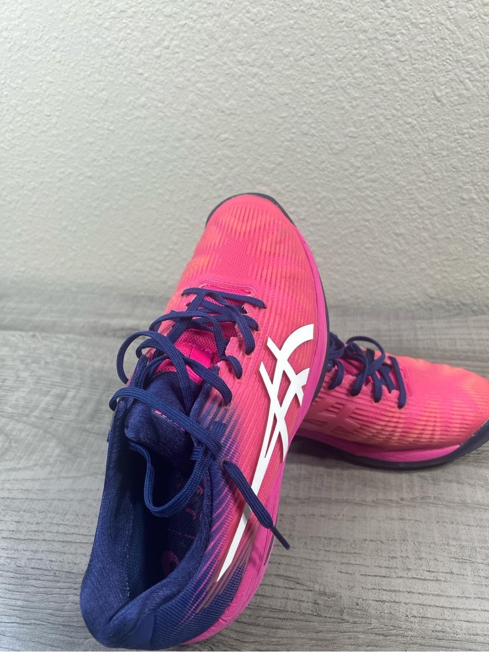 ASICS Women's Pink Running Shoes with Navy and White Details